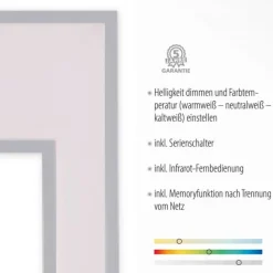 LED Panel, weiß, rechteckig, Cut Out, dimmbar, inkl. Fernbedienung, modern