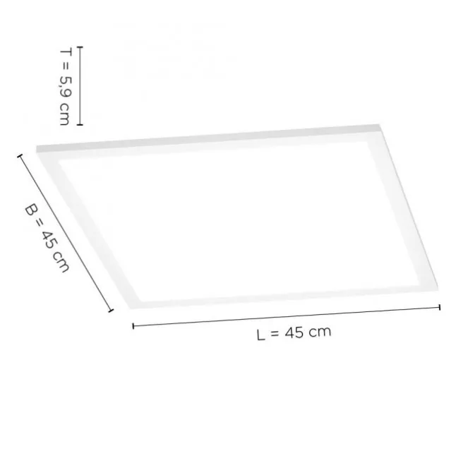LED-Panel, weiß, 45x45cm, Backlight, dimmbar, Farbsteuerung