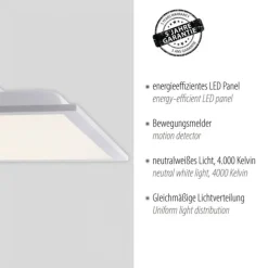 LED-Panel, weiß, 44,5x44,5cm, Bewegungsmelder, neutralweiß, quadratisch