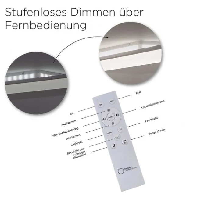 LED-Panel, weiß, 30x30cm, dimmbar, Backlight, Fernbedienung, Farbsteuerung