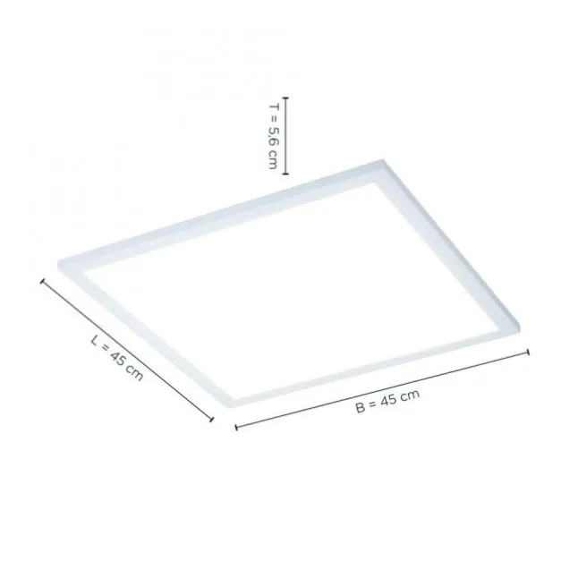 LED-Panel, weiß, 45x45cm, flach, blendfreies Licht, CCT, dimmbar