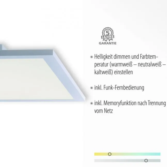 LED-Panel, weiß, 45x45cm, flach, blendfreies Licht, CCT, dimmbar