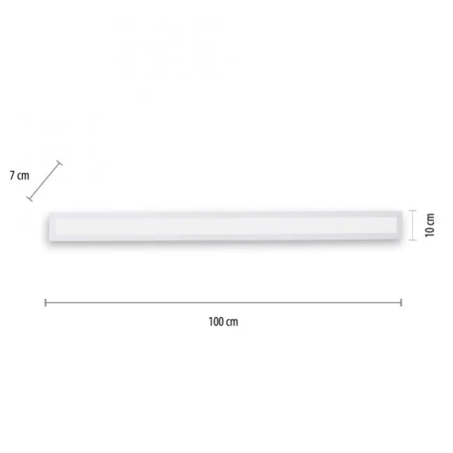 LED-Panel, weiß, 100x10cm, neutralweiß, Bewegungsmelder, rechteckig, modern