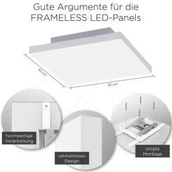 LED-Panel,weiß, 30x30cm, rahmenlos, CCT, Fernbedienung