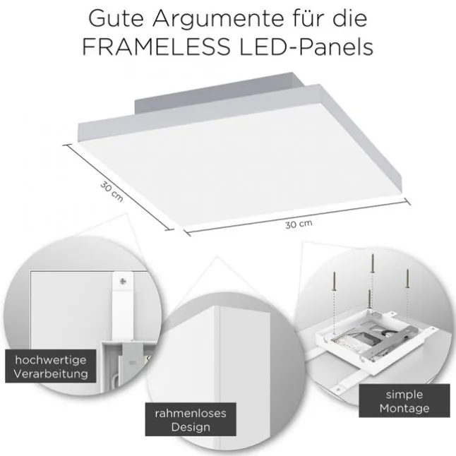 LED-Panel,weiß, 30x30cm, rahmenlos, CCT, Fernbedienung