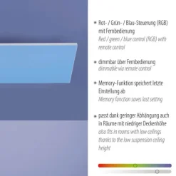 LED-Panel, weiß, 60x30cm, rahmenlos, Farbsteuerung, Dimmfunktion