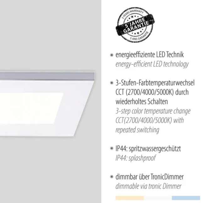 LED-Panel, 120x10cm, IP44, Badezimmer Panel, Serienschaltung, modern