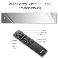LED Panel, zus. Rahmenlicht, weiß, 120x30cm, Fernbedienung, getr. schaltbar