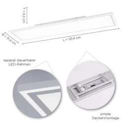 LED Panel, zus. Rahmenlicht, weiß, 120x30cm, Fernbedienung, getr. schaltbar