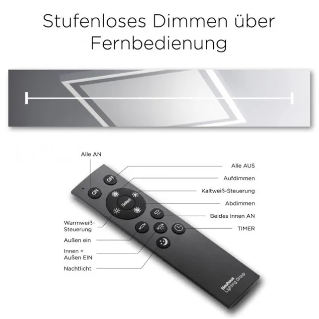 LED Panel, zus.Rahmenlicht, weiß, 30x30cm, Fernbedienung, getr.schaltbar