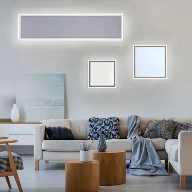 LED Panel, zus.Rahmenlicht, weiß, 30x30cm, Fernbedienung, getr.schaltbar