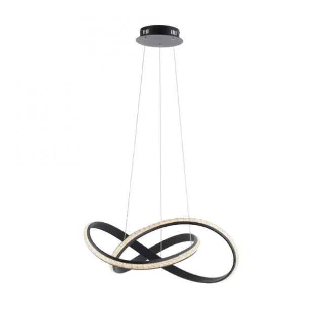 LED Pendellampe BRILLA schwarz geschwungen dimmbar Kristallglas Optik