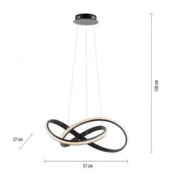 LED Pendellampe BRILLA schwarz geschwungen dimmbar Kristallglas Optik