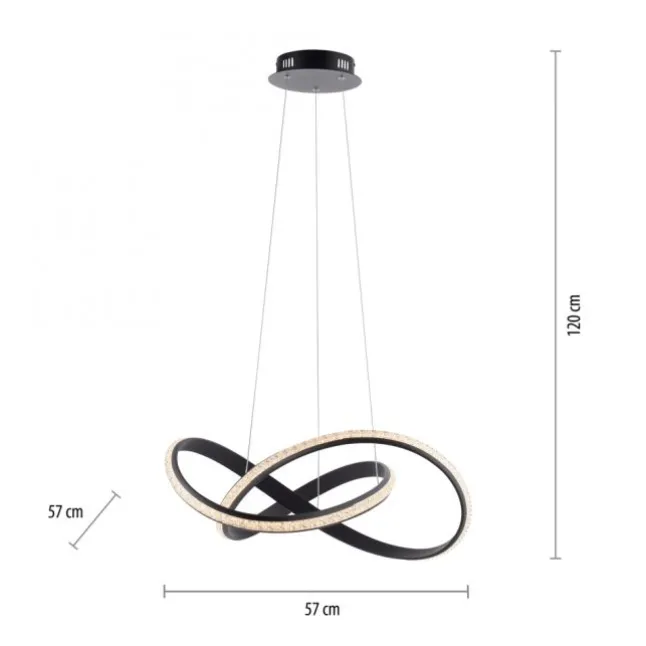 LED Pendellampe BRILLA schwarz geschwungen dimmbar Kristallglas Optik