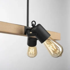 LED Pendellampe CANOP schwarz 4 flammig Holz Metall Industrie Design