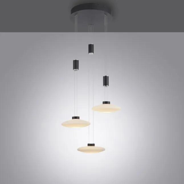 LED Pendellampe 3 flammig rund schwarz dimmbar höhenverstellbar