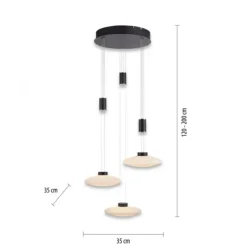 LED Pendellampe 3 flammig rund schwarz dimmbar höhenverstellbar