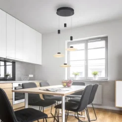 LED Pendellampe 3 flammig rund schwarz dimmbar höhenverstellbar