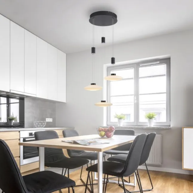 LED Pendellampe 3 flammig rund schwarz dimmbar höhenverstellbar