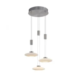 LED Pendellampe 3 flammig rund silber farbig dimmbar höhenverstellbar