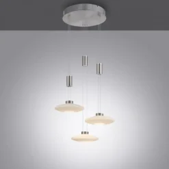 LED Pendellampe 3 flammig rund silber farbig dimmbar höhenverstellbar