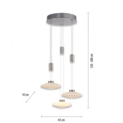 LED Pendellampe 3 flammig rund silber farbig dimmbar höhenverstellbar