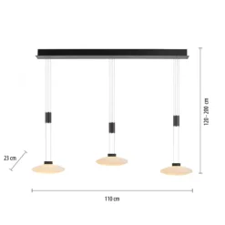 LED Pendellampe 3 flammig schwarz dimmbar höhenverstellbare Hängelampe