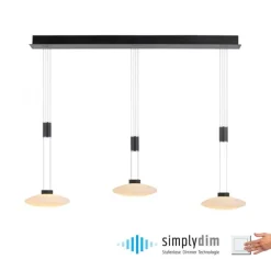 LED Pendellampe 3 flammig schwarz dimmbar höhenverstellbare Hängelampe