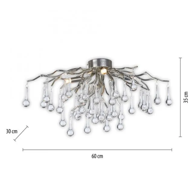 LED Pendellampe Kronleuchter silber Glasanhänger schönes Lichtspiel