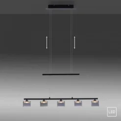 LED Pendellampe schwarz 5 flammig höhenverstellbar Esstischlampe