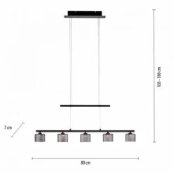 LED Pendellampe schwarz 5 flammig höhenverstellbar Esstischlampe