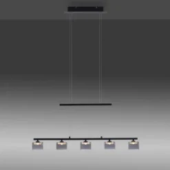 LED Pendellampe schwarz 5 flammig höhenverstellbar Esstischlampe