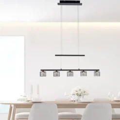LED Pendellampe schwarz 5 flammig höhenverstellbar Esstischlampe