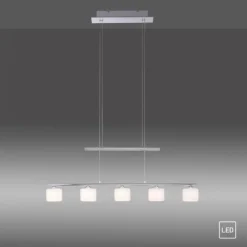 LED Pendellampe silberfarbig 5 flammig höhenverstellbar Esstischlampe
