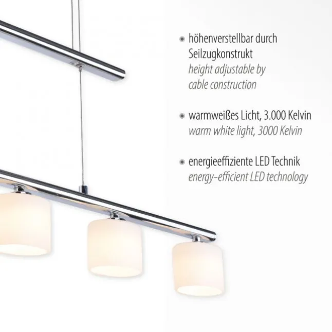 LED Pendellampe silberfarbig 5 flammig höhenverstellbar Esstischlampe