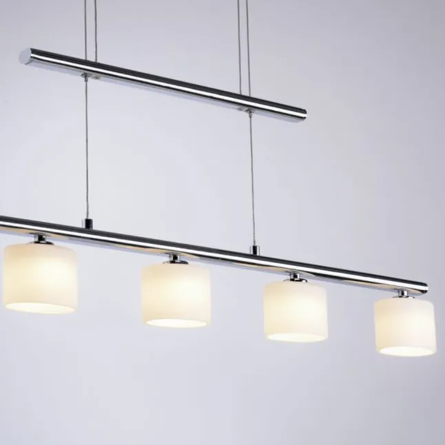 LED Pendellampe silberfarbig 5 flammig höhenverstellbar Esstischlampe