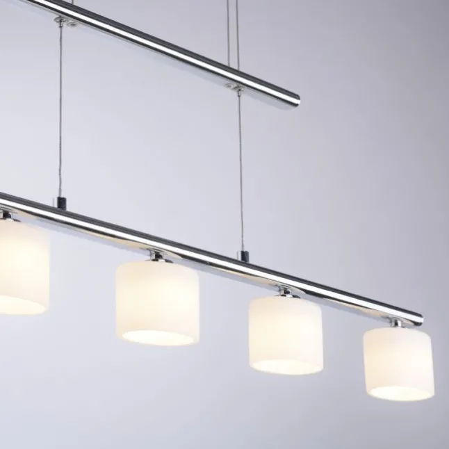 LED Pendellampe silberfarbig 5 flammig höhenverstellbar Esstischlampe