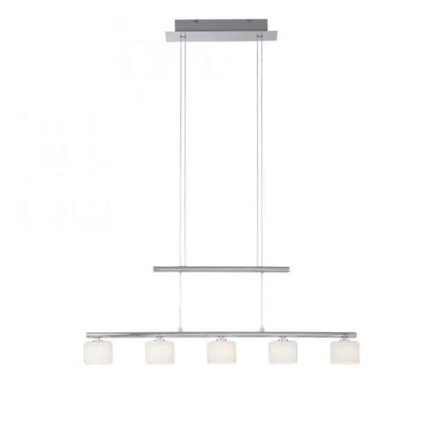 LED Pendellampe silberfarbig 5 flammig höhenverstellbar Esstischlampe
