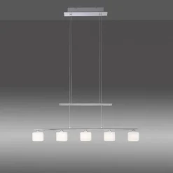LED Pendellampe silberfarbig 5 flammig höhenverstellbar Esstischlampe