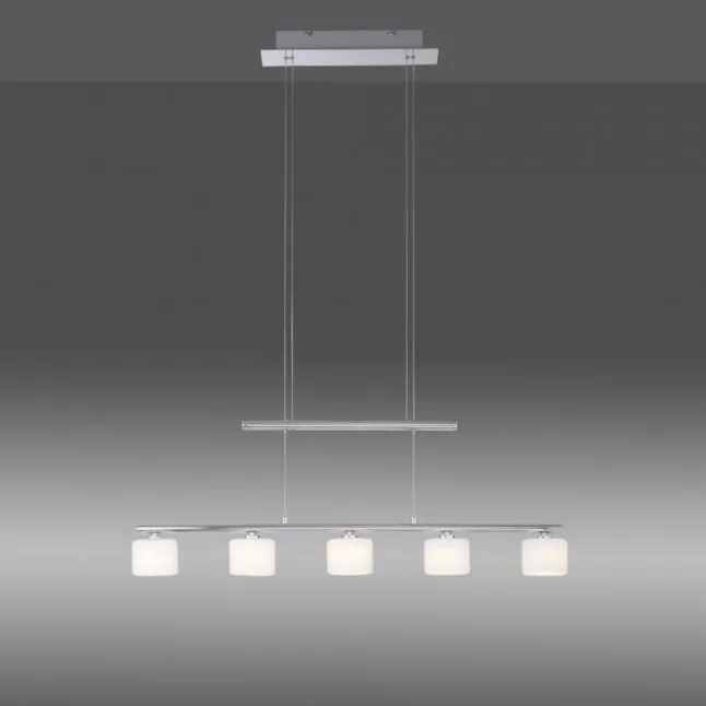 LED Pendellampe silberfarbig 5 flammig höhenverstellbar Esstischlampe