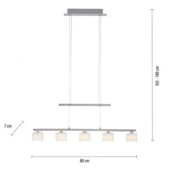 LED Pendellampe silberfarbig 5 flammig höhenverstellbar Esstischlampe