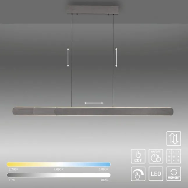 LED Pendelleuchte ADRIANA dunkel-metal-braun höhenverstellbar dimmbar