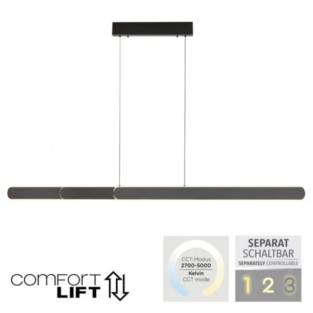 LED Pendelleuchte ADRIANA schwarz höhenverstellbar dimmbar CCT