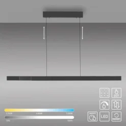 LED Pendelleuchte ADRIANA SQUARE, anthrazit, Dimmer, ausziehbar, warm- bis kaltweiß