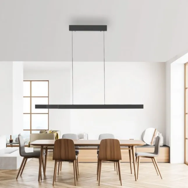 LED Pendelleuchte ADRIANA SQUARE, anthrazit, Dimmer, ausziehbar, warm- bis kaltweiß