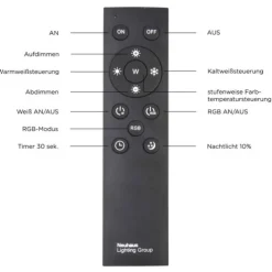 LED-Pendelleuchte, alufarben, Fernbedienung, RGB, CCT, Memory