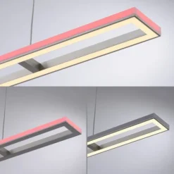 LED-Pendelleuchte, alufarben, Fernbedienung, RGB, CCT, Memory