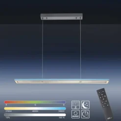 LED-Pendelleuchte, alufarben, Fernbedienung, RGB, CCT, Memory