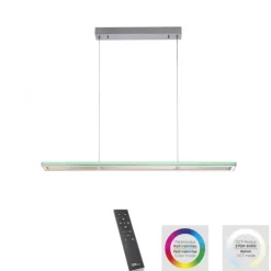 LED-Pendelleuchte, alufarben, Fernbedienung, RGB, CCT, Memory