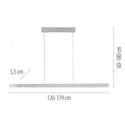 LED Pendelleuchte aluminium ADRIANA SQUARE, dimmer, ausziehbar, warm- bis kaltweiß